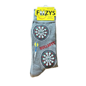 Foozys Grey Dartboard Bullseye Crew Socks Mens One Size New